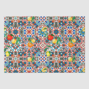 Mediterranean tiles,mosaic,lemon,summer art tissue paper
