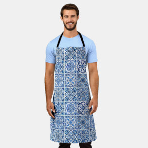 Mediterranean Tiles, Portugese, Azulejo, Majolica Apron
