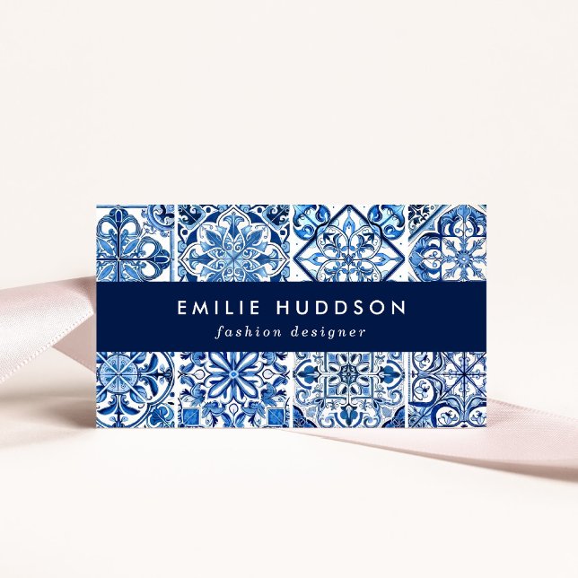 Mediterranean Tiles, Portugese, Azulejo, Majolica Business Card (Creator Uploaded)