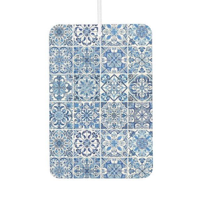 Mediterranean Tiles, Portugese, Azulejo, Majolica Car Air Freshener (Front)