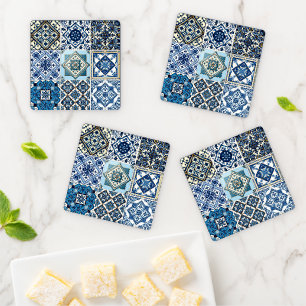 Mediterranean Tiles, Portugese, Azulejo, Majolica Coaster Set