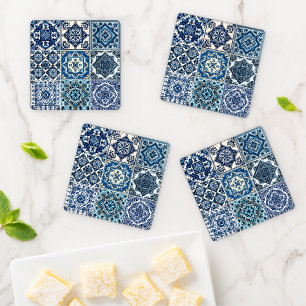 Mediterranean Tiles, Portugese, Azulejo, Majolica Coaster Set