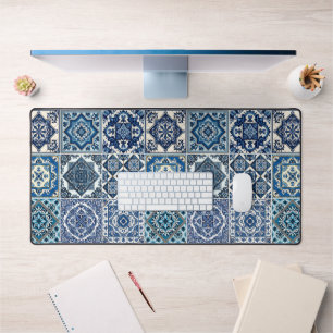 Mediterranean Tiles, Portugese, Azulejo, Majolica Desk Mat