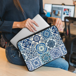 Mediterranean Tiles, Portugese, Azulejo, Majolica Laptop Sleeve