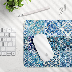 Mediterranean Tiles, Portugese, Azulejo, Majolica Mouse Mat