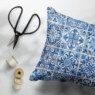 Mediterranean Tiles, Portugese, Azulejo, Majolica Pillowcase