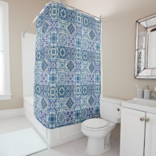 Mediterranean Tiles, Portugese, Azulejo, Majolica Shower Curtain