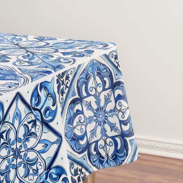 Mediterranean Tiles, Portugese, Azulejo, Majolica Tablecloth (In Situ)