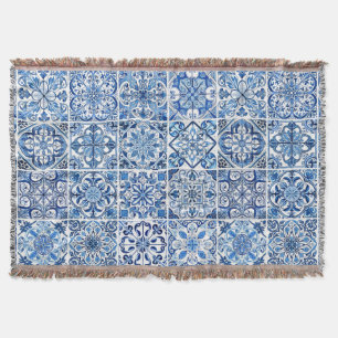 Mediterranean Tiles, Portugese, Azulejo, Majolica Throw Blanket