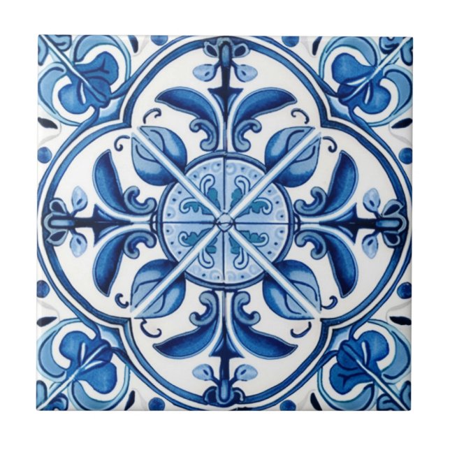 Mediterranean Tiles, Portugese, Azulejo, Majolica Tile (Front)
