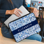 Mediterranean Tiles, Portugese, Azulejo, Your Name Laptop Sleeve<br><div class="desc">Elegant,  stylish and sophisticated pattern with Mediterranean tiles in blue and white colour. Modern and trendy gift,  perfect for the Azulejo lover in your life. Personalise by adding your name,  nickname,  monogram or initials.</div>