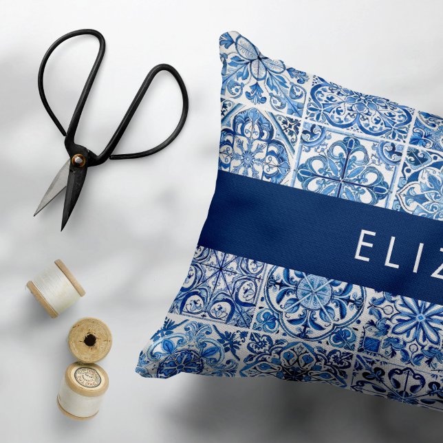Mediterranean Tiles, Portugese, Azulejo, Your Name Pillowcase (Creator Uploaded)