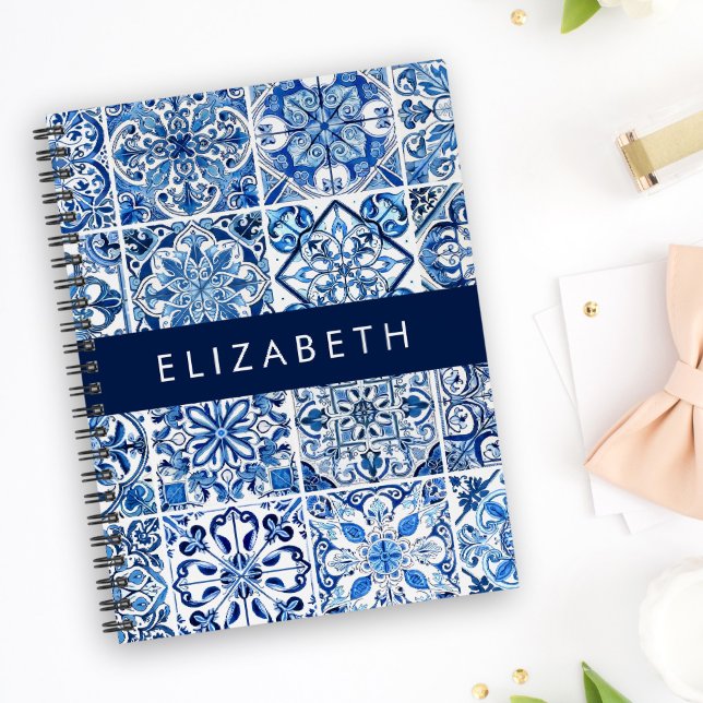 Mediterranean Tiles, Portugese, Azulejo, Your Name Planner (Creator Uploaded)