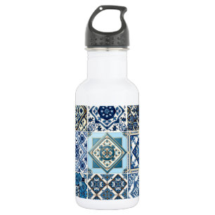 Mediterranean Tiles, Portuguese, Azulejo, Majolica 532 Ml Water Bottle