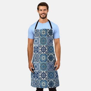 Mediterranean Tiles, Portuguese, Azulejo, Majolica Apron