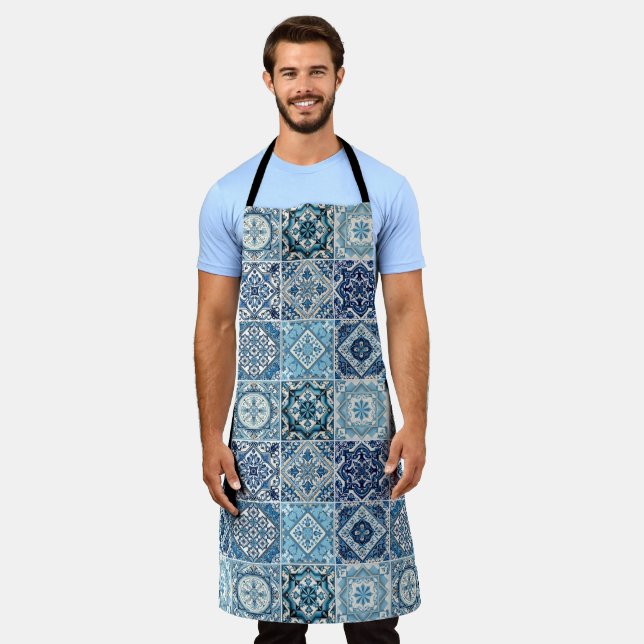 Mediterranean Tiles, Portuguese, Azulejo, Majolica Apron (Worn)