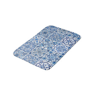 Mediterranean Tiles, Portuguese, Azulejo, Majolica Bath Mat