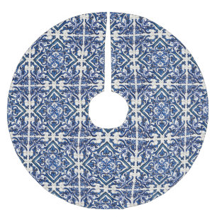 Mediterranean Tiles, Portuguese, Azulejo, Majolica Brushed Polyester Tree Skirt