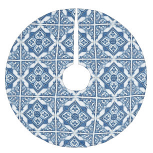 Mediterranean Tiles, Portuguese, Azulejo, Majolica Brushed Polyester Tree Skirt