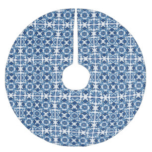 Mediterranean Tiles, Portuguese, Azulejo, Majolica Brushed Polyester Tree Skirt