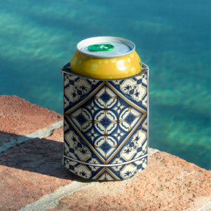 Mediterranean Tiles, Portuguese, Azulejo, Majolica Can Cooler