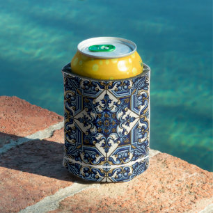 Mediterranean Tiles, Portuguese, Azulejo, Majolica Can Cooler