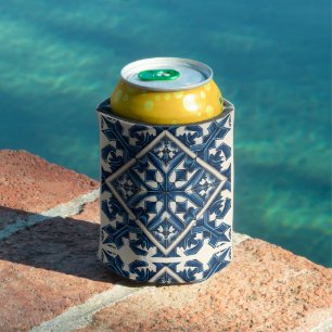 Mediterranean Tiles, Portuguese, Azulejo, Majolica Can Cooler