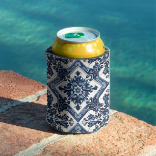 Mediterranean Tiles, Portuguese, Azulejo, Majolica Can Cooler