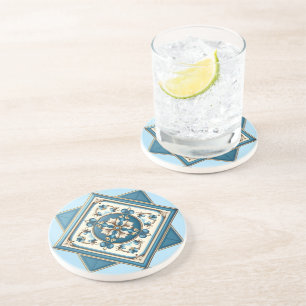 Mediterranean Tiles, Portuguese, Azulejo, Majolica Coaster