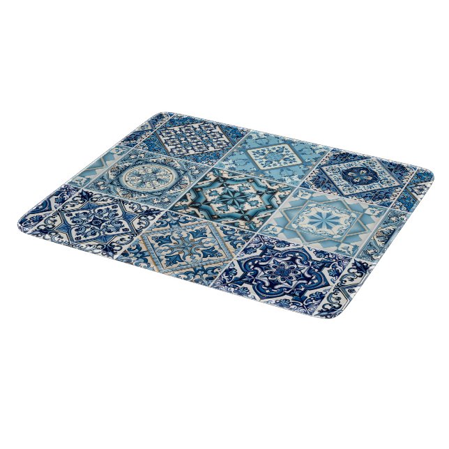 Mediterranean Tiles, Portuguese, Azulejo, Majolica Cutting Board (Corner)