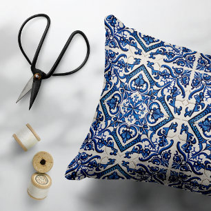 Mediterranean Tiles, Portuguese, Azulejo, Majolica Decorative Cushion