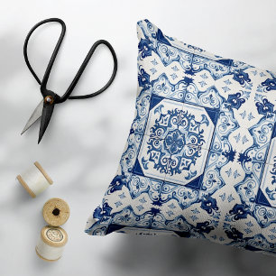 Mediterranean Tiles, Portuguese, Azulejo, Majolica Decorative Cushion