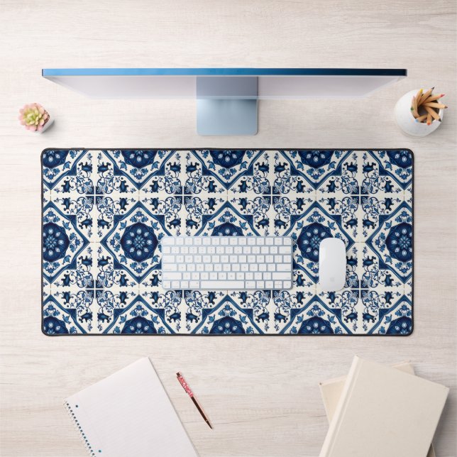 Mediterranean Tiles, Portuguese, Azulejo, Majolica Desk Mat (Office 1)