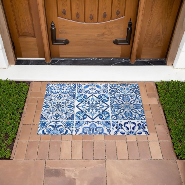 Mediterranean Tiles, Portuguese, Azulejo, Majolica Doormat (Outdoor)