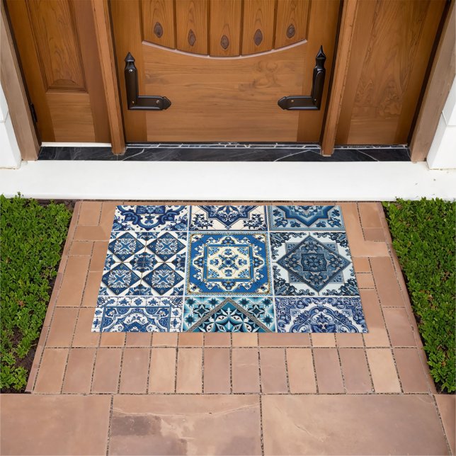 Mediterranean Tiles, Portuguese, Azulejo, Majolica Doormat (Outdoor)