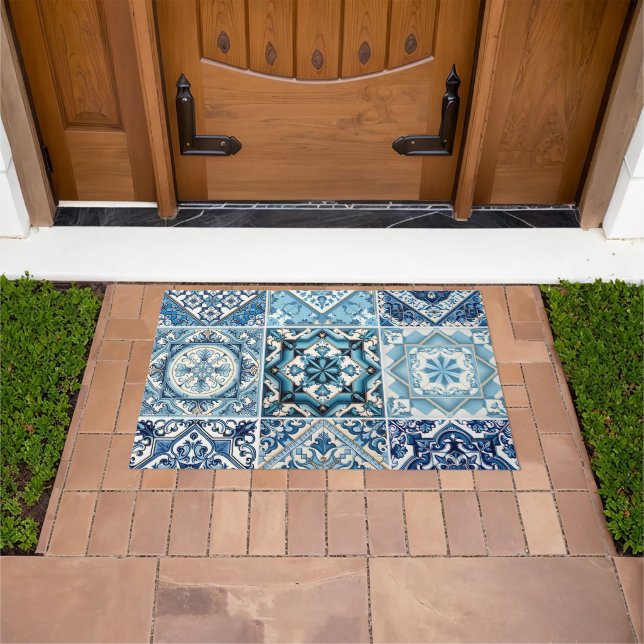 Mediterranean Tiles, Portuguese, Azulejo, Majolica Doormat (Outdoor)