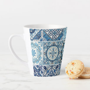 Mediterranean Tiles, Portuguese, Azulejo, Majolica Latte Mug