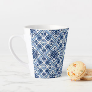Mediterranean Tiles, Portuguese, Azulejo, Majolica Latte Mug