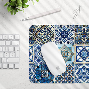 Mediterranean Tiles, Portuguese, Azulejo, Majolica Mouse Mat