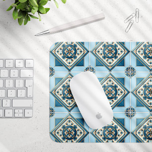 Mediterranean Tiles, Portuguese, Azulejo, Majolica Mouse Mat