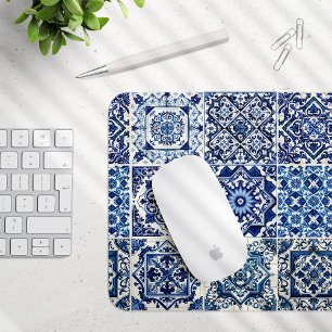 Mediterranean Tiles, Portuguese, Azulejo, Majolica Mouse Mat