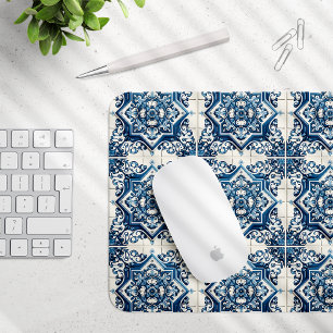 Mediterranean Tiles, Portuguese, Azulejo, Majolica Mouse Mat
