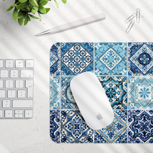 Mediterranean Tiles, Portuguese, Azulejo, Majolica Mouse Mat