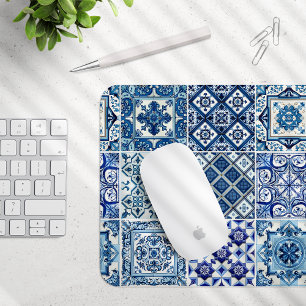 Mediterranean Tiles, Portuguese, Azulejo, Majolica Mouse Mat