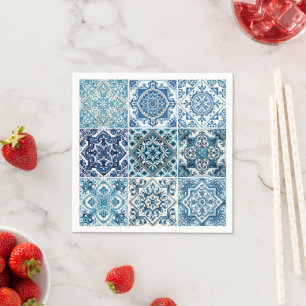 Mediterranean Tiles, Portuguese, Azulejo, Majolica Napkin