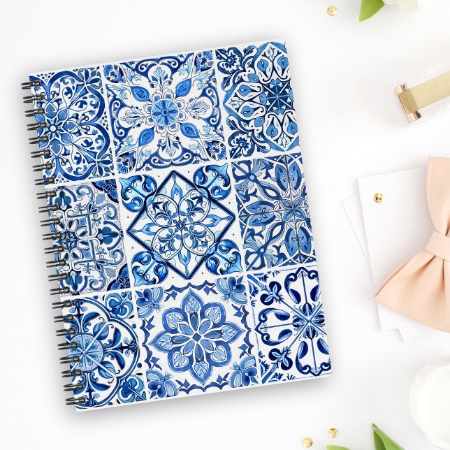 Mediterranean Tiles, Portuguese, Azulejo, Majolica Notebook (Creator Uploaded)