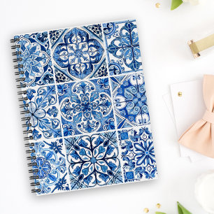 Mediterranean Tiles, Portuguese, Azulejo, Majolica Notebook