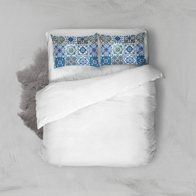 Mediterranean Tiles, Portuguese, Azulejo, Majolica Pillowcase (Creator Uploaded)