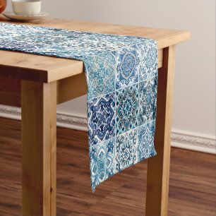 Mediterranean Tiles, Portuguese, Azulejo, Majolica Short Table Runner