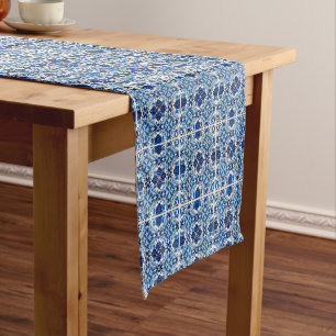 Mediterranean Tiles, Portuguese, Azulejo, Majolica Short Table Runner